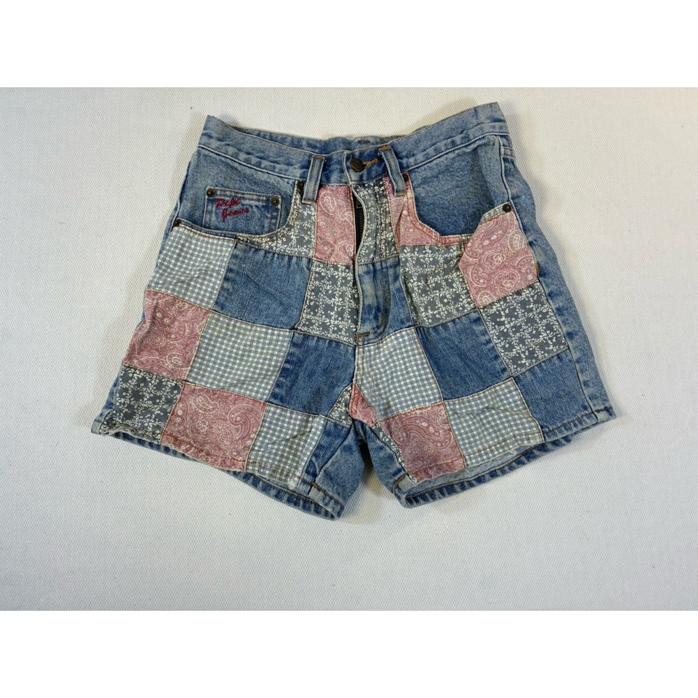 PEPE JEANS Vintage 90s Patchwork Denim Shorts Women No Tag High Waist Paisley